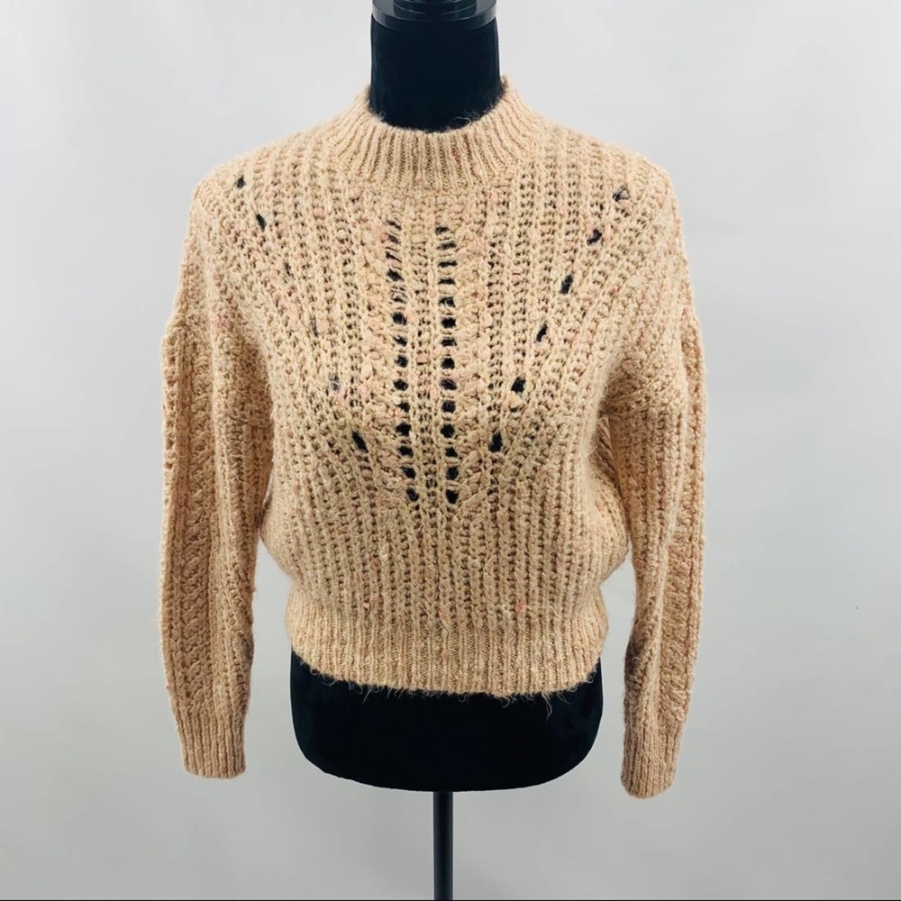 Topshop Mock Neck Pullover Airy Open Stitching - Picture 10 of 12
